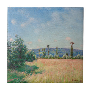 Alfred Sisley - Sahurs Meadows på morgonen Sol Kakelplatta