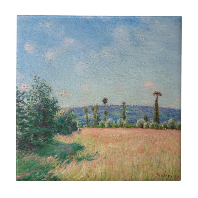 Alfred Sisley - Sahurs Meadows på morgonen Sol Kakelplatta (Framsidan)