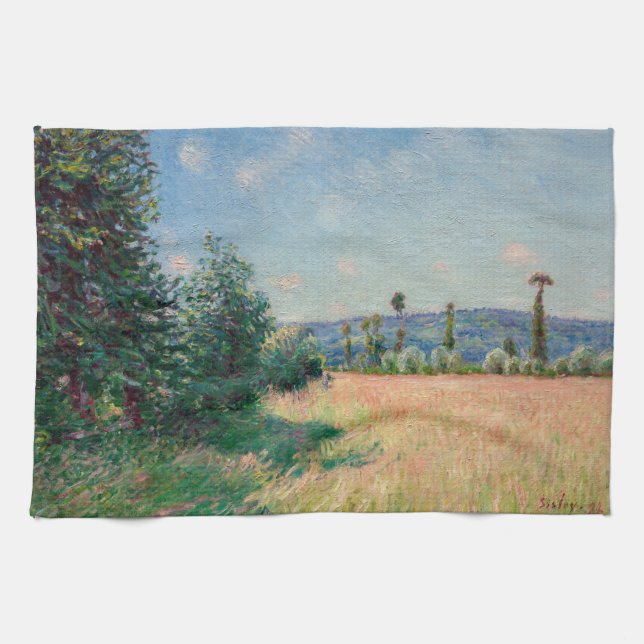 Alfred Sisley - Sahurs Meadows på morgonen Sol Kökshandduk (Horisontell)