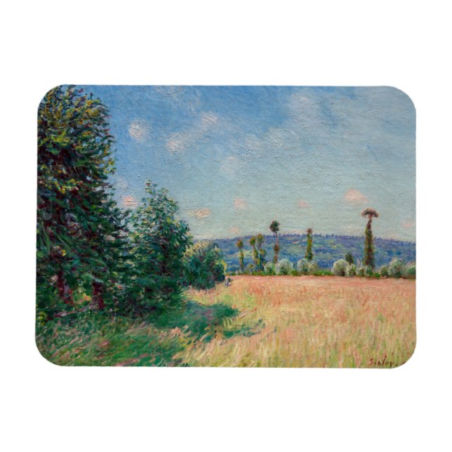 Alfred Sisley - Sahurs Meadows på morgonen Sol Magnet (Horisontell)