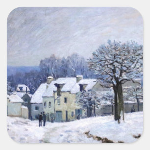 Alfred Sisley - Ställe Chenil i Marly, Snö Effect Fyrkantigt Klistermärke