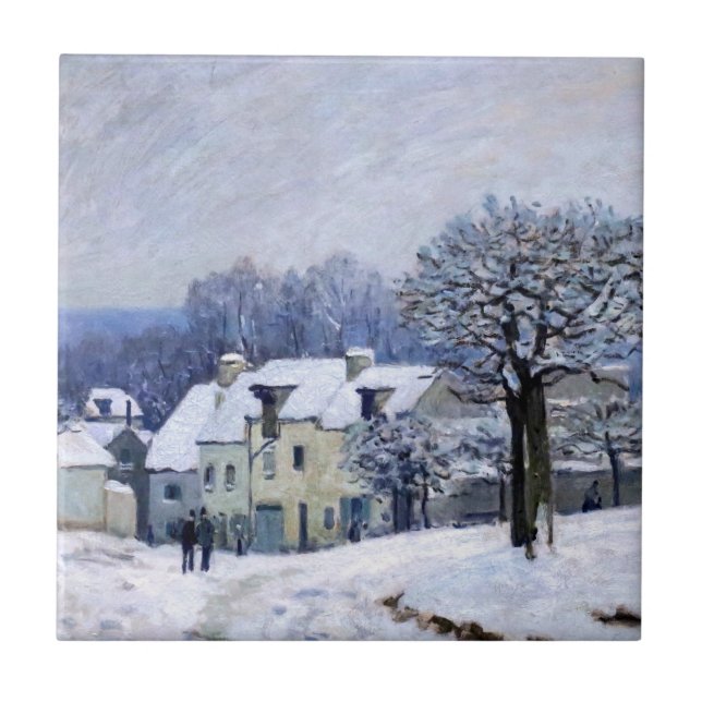 Alfred Sisley - Ställe Chenil i Marly, Snö Effect Kakelplatta (Framsidan)