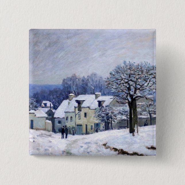 Alfred Sisley - Ställe Chenil i Marly, Snö Effect Knapp (Framsida)