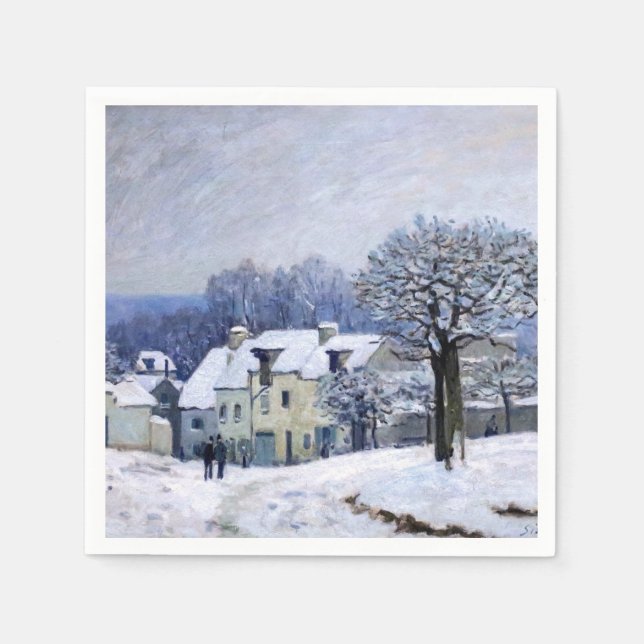 Alfred Sisley - Ställe Chenil i Marly, Snö Effect Pappersservett (Framsidan)