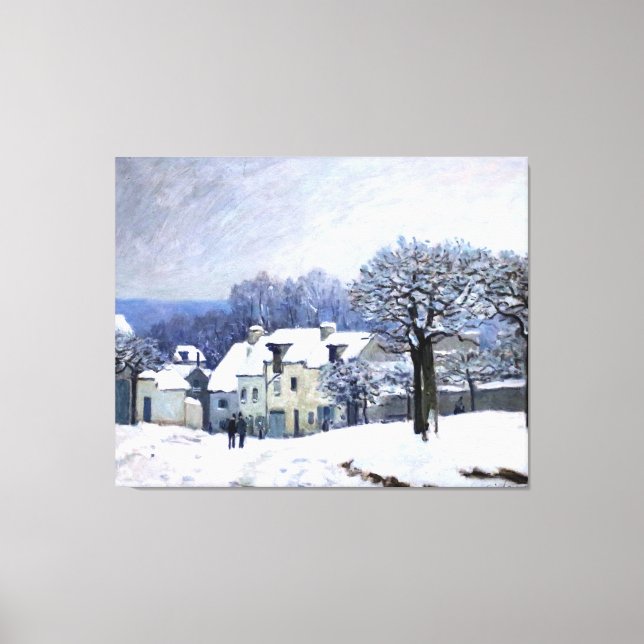 Alfred Sisley Ställe du Chenil i Marly, snö Canvastryck (Framsida)