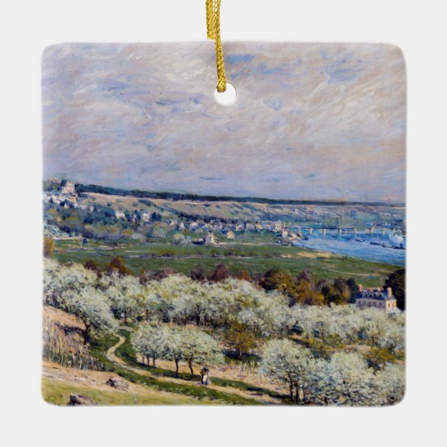Alfred Sisley - Terrass i Saint-Germain, vår Julgransprydnad Keramik (Framsida)
