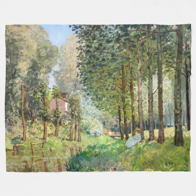 Alfred Sisley - Vila längs bäcken Fleecefilt (Framsidan (Horisontell))