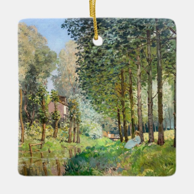 Alfred Sisley - Vila längs bäcken Julgransprydnad Keramik (Framsida)