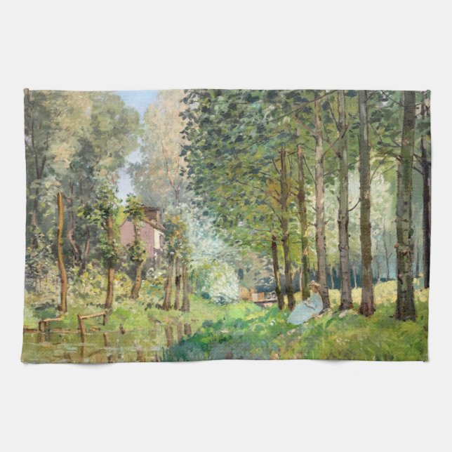 Alfred Sisley - Vila längs bäcken Kökshandduk (Horisontell)