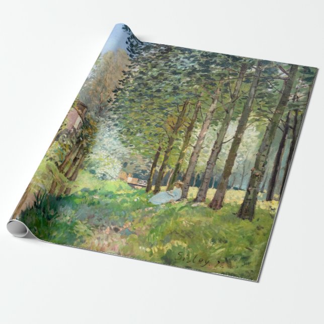 Alfred Sisley - Vila längs bäcken Presentpapper (Utrullad)