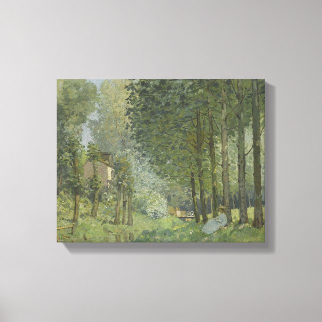 Alfred Sisley - Vila längs Stream Canvastryck (Framsida)