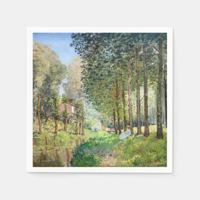 Alfred Sisley - Vila längs Stream Pappersservett (Framsidan)