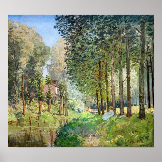 Alfred Sisley - Vila längs Stream Poster (Framsidan)