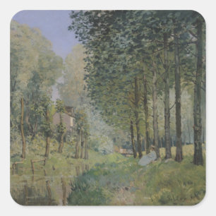 Alfred Sisley vila vid strömma Fyrkantigt Klistermärke