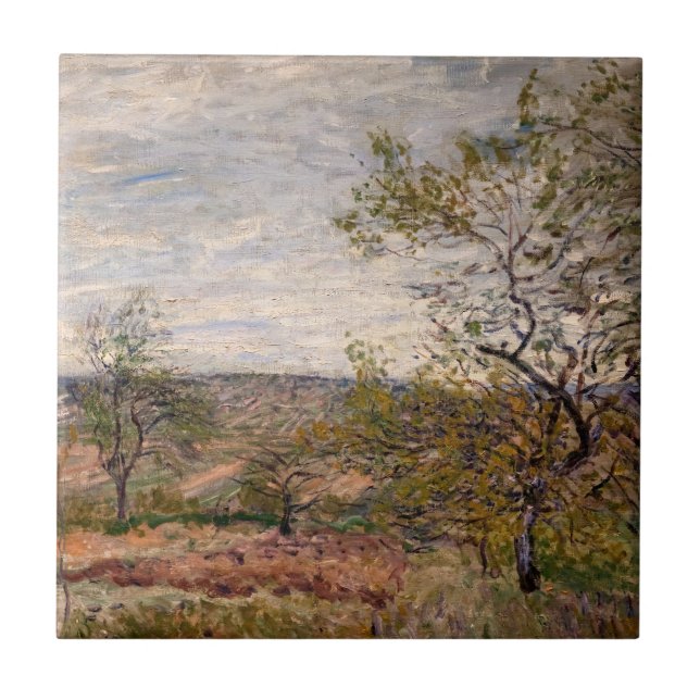 Alfred Sisley - Windy Day at Veneux Kakelplatta (Framsidan)