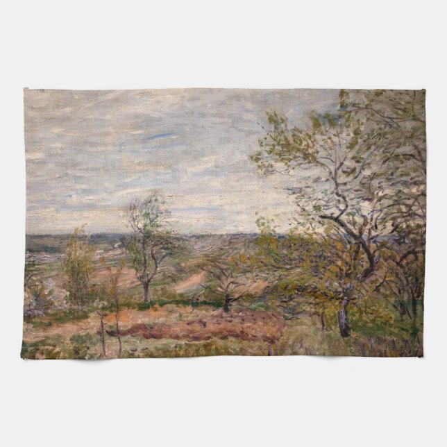 Alfred Sisley - Windy Day at Veneux Kökshandduk (Horisontell)