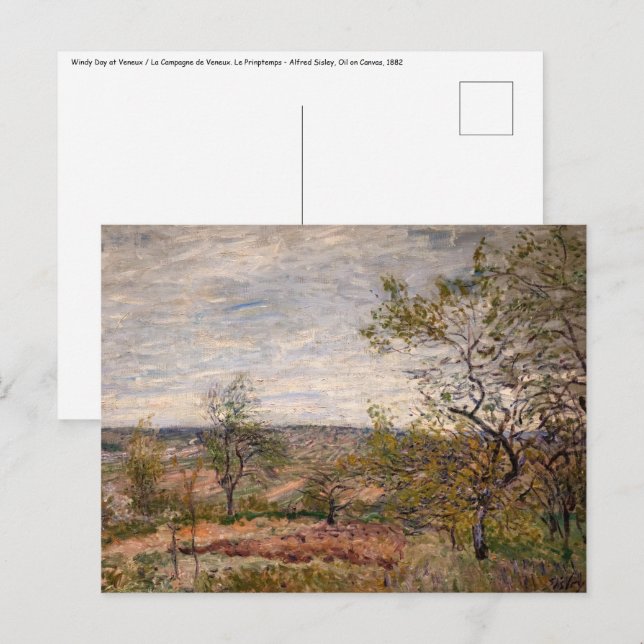 Alfred Sisley - Windy Day at Veneux Vykort (Fram/baksida)