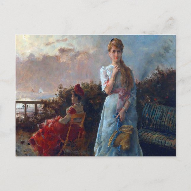 Alfred Stevens kvällstid till havs Vykort (Framsida)