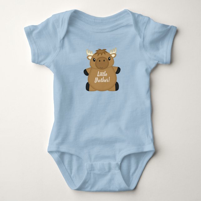Älg Baby Shower Blå Pojke T Shirt (Framsida)