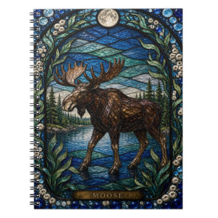 Älg Boreal sjö Illumina glasmålning Anteckningsbok