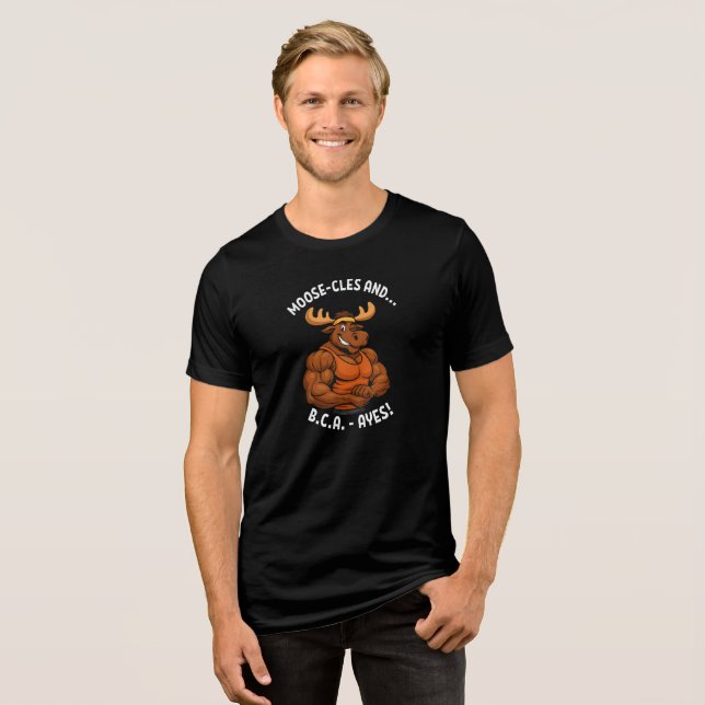 Älg-cles och BCAAs – Rolig gym-älg-träning T Shirt (Framsida Full)