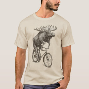 Älg Cykel Vintage Djur Konst Älskare T Shirt