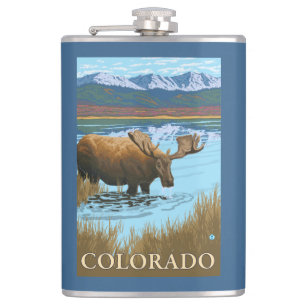 Älg DrinkingColorado Fickplunta