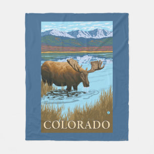 Älg DrinkingColorado Fleecefilt