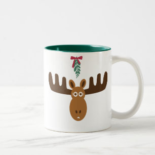 Älg för älgHead_Mooseltoe_Merry kyss Två-Tonad Mugg