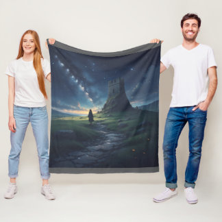 Älg Forntida Irland Natthimmel Flanellfilt Fleecefilt