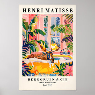 Älg i badkar konsttryck, Maximalism väggkonst, H Poster