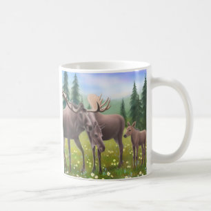 Älg i en nordlig skogmugg kaffemugg