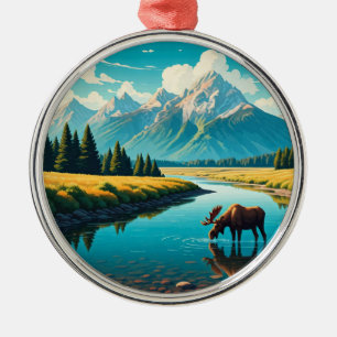 Älg i Grand Teton National Park Julgransprydnad Metall