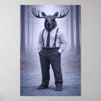 Älg i Klassiska Tröjor – Tyst Skogsporträtt Poster