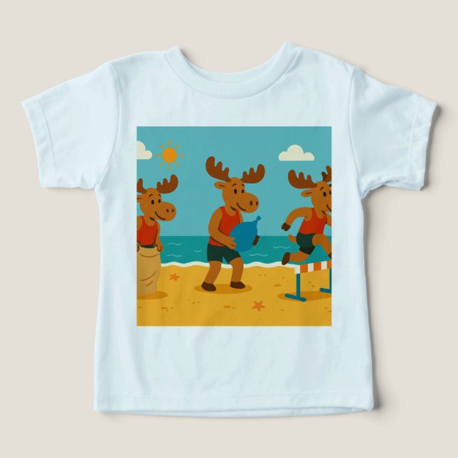 Älg i rörelse – Beach Olympics sommar T-shirt (Design Framsida)