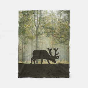 Älg i skogillustration fleecefilt