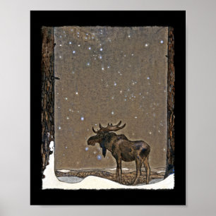 Älg i snö poster