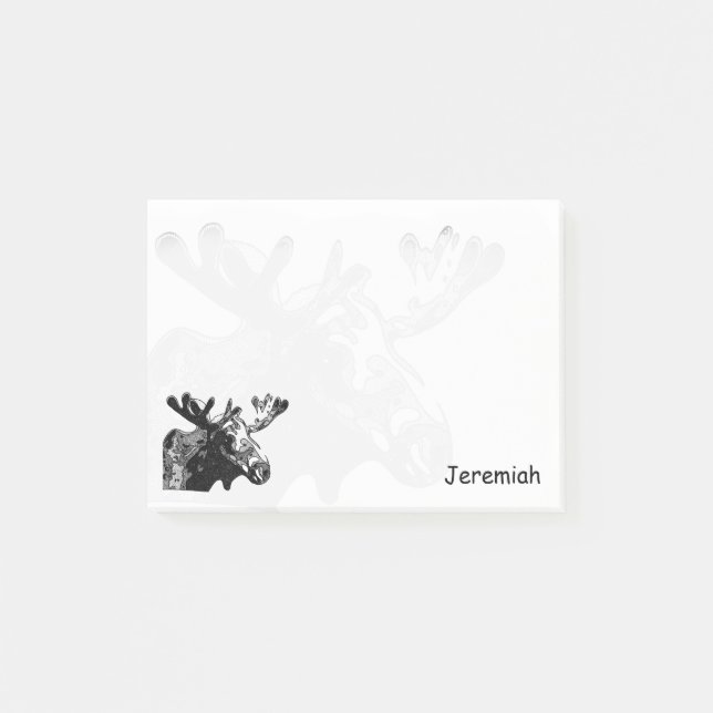 Älg i svartvitt post-it block (Framsida)