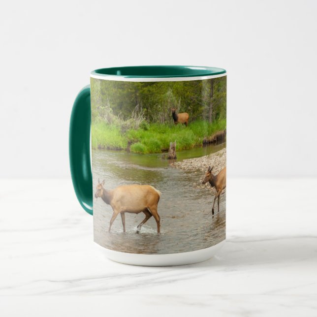 Älg korsar Coloradofloden Mugg (Framsida vänster)