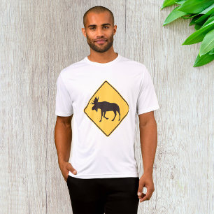 Älg korsar vägen Skylt Vildlivssäkerhet T Shirt
