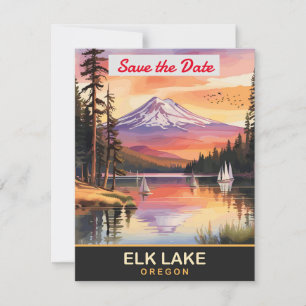 Älg Lake Oregon Bergbröllopsinbjudan Spara Datumet