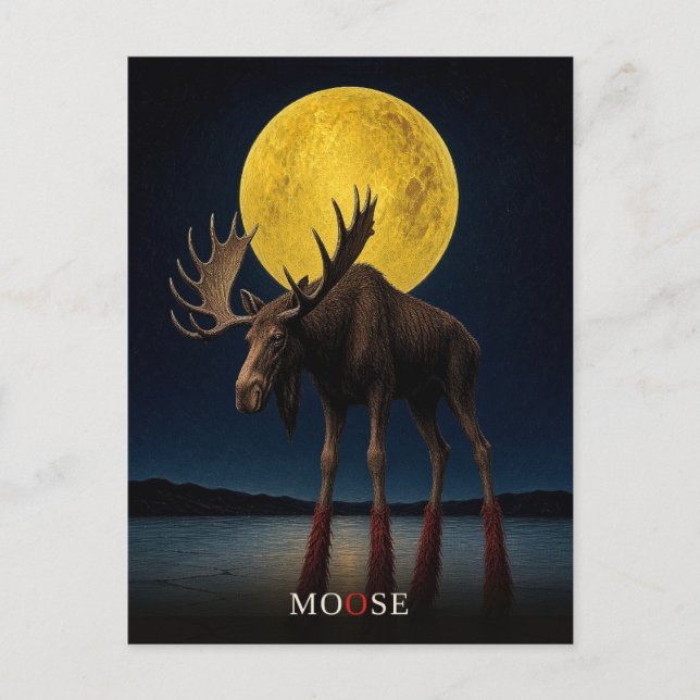 Älg Långa Strumpor gotisk Surreal Vykort (Framsida)