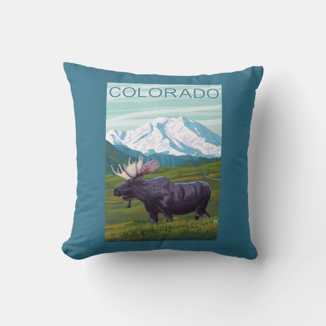 Älg med MountainColorado Kudde (Framsida)