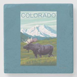 Älg med MountainColorado Underlägg Sten