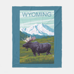 Älg med MountainWyoming Fleecefilt