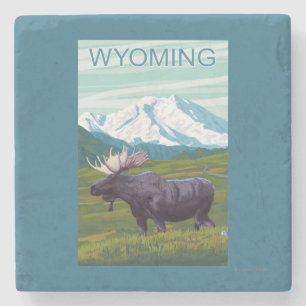 Älg med MountainWyoming Stenunderlägg