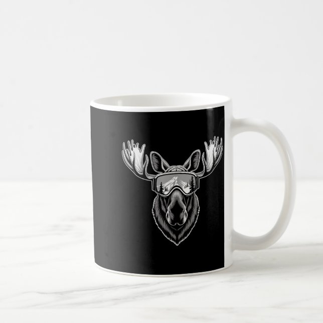 Älg med skidglasögon skidåkning snowboard vinter kaffemugg (Höger)