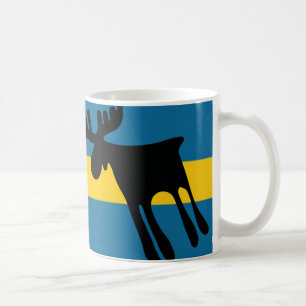 Älg / Moose med Svenska flaggan Kaffemugg