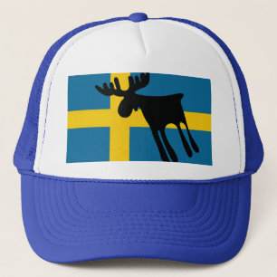 Älg / Moose med Svenska flaggan Truckerkeps