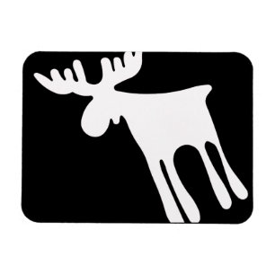 Älg / Moose, vit Magnet